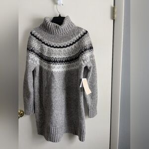 JustFab Gray and Black Patterned Long Sleeve Dress